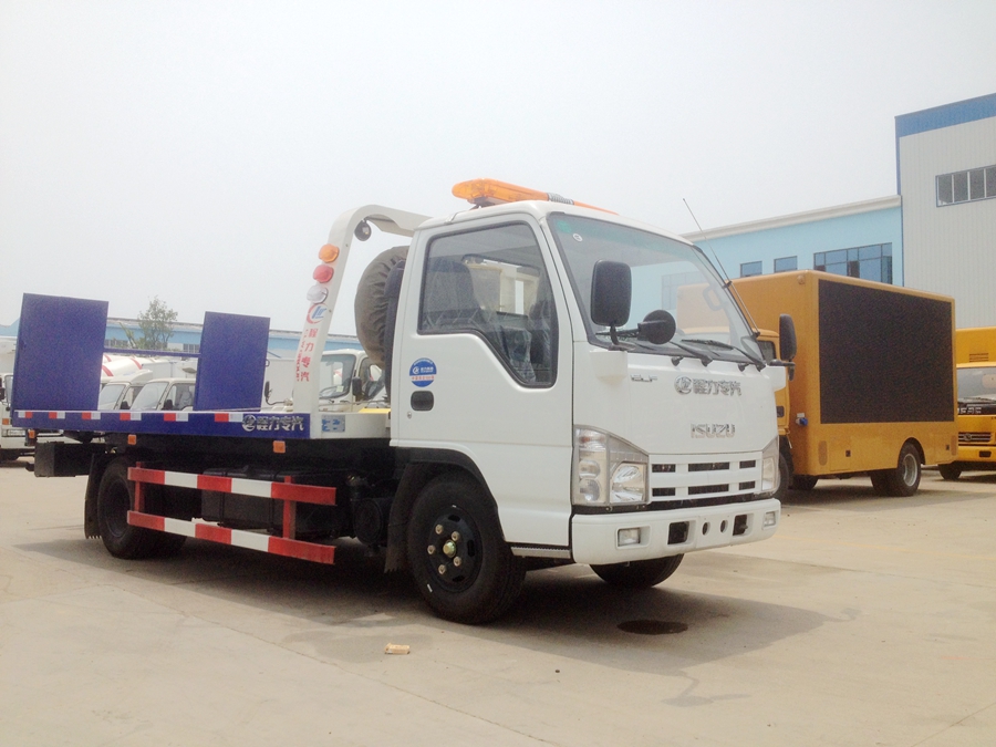 五十鈴一拖二平板清障車圖片,慶鈴平板式清障運輸車