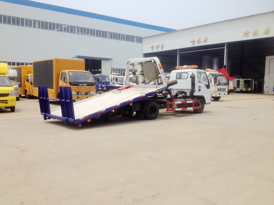 五十鈴一拖二平板清障車圖片,慶鈴平板式清障運輸車