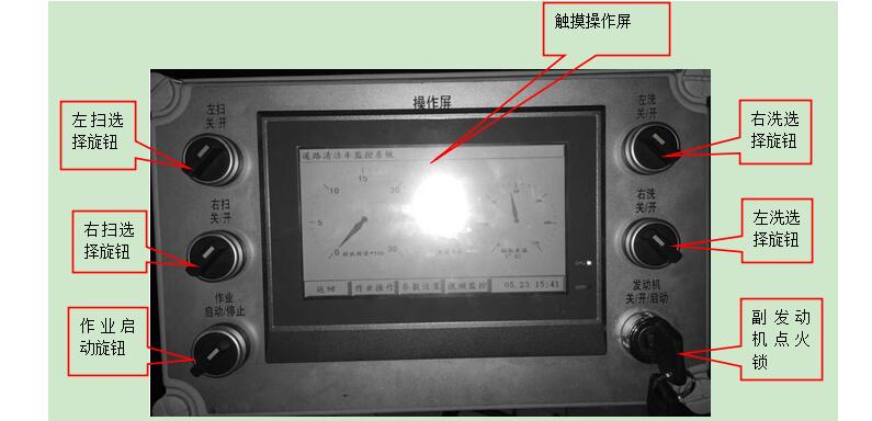 東風(fēng)天錦東風(fēng)多利卡洗掃車(chē)觸控操作面板使用方法